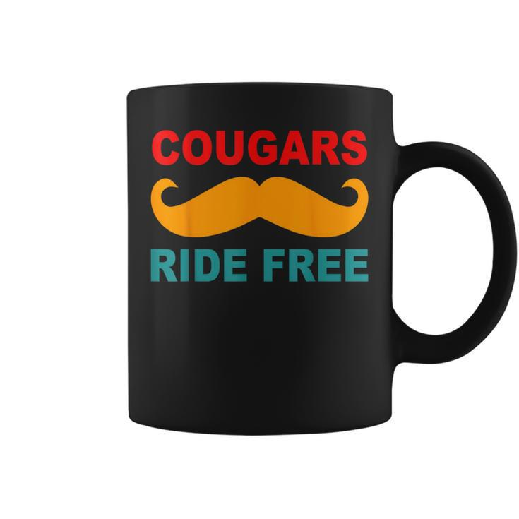 Cougars Ride Free Mustache Rides Cougar Bait Vintage Coffee Mug