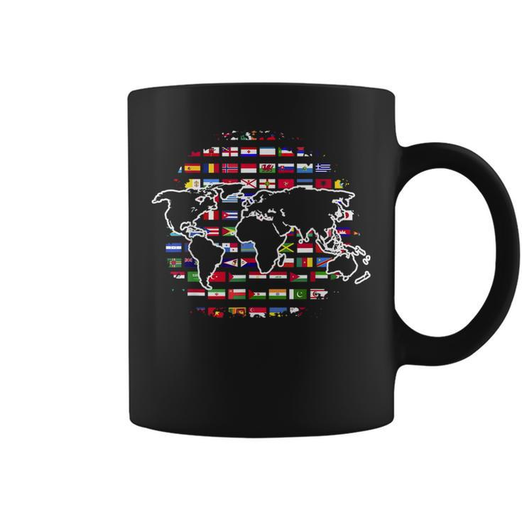 Country Flags World Map Traveling International World Flags  Coffee Mug