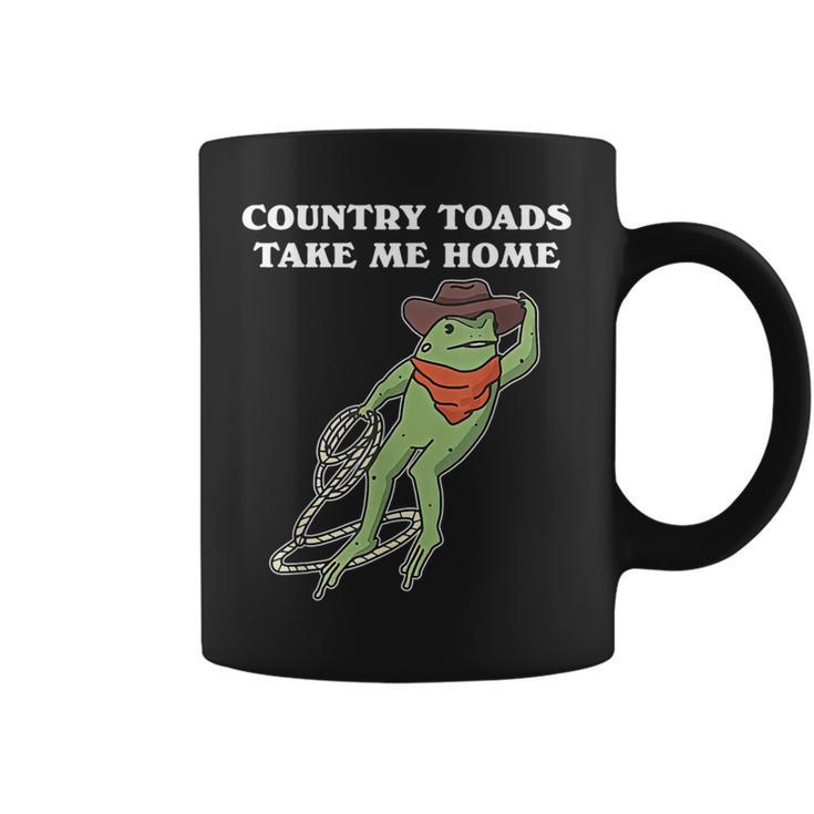 Country Toads Take Me Home Cowboy Frog Western Coffee Mug