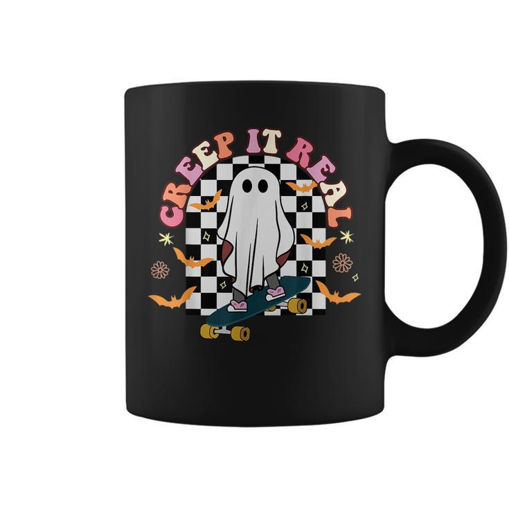 Creep It Real Skateboarder Ghost Vintage Retro Halloween IT Funny Gifts Coffee Mug
