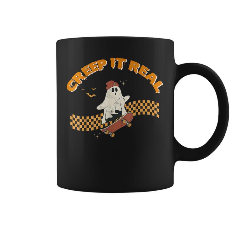 Creep It Real Skateboarding Ghost Halloween Costume Retro Coffee Mug