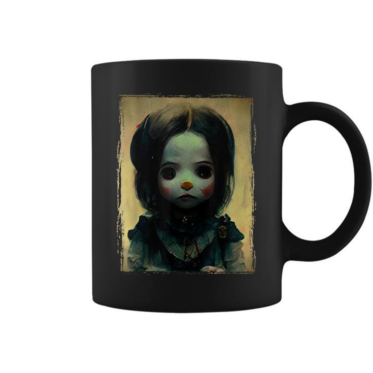 Creepy Halloween Goth Horror Doll Halloween Coffee Mug