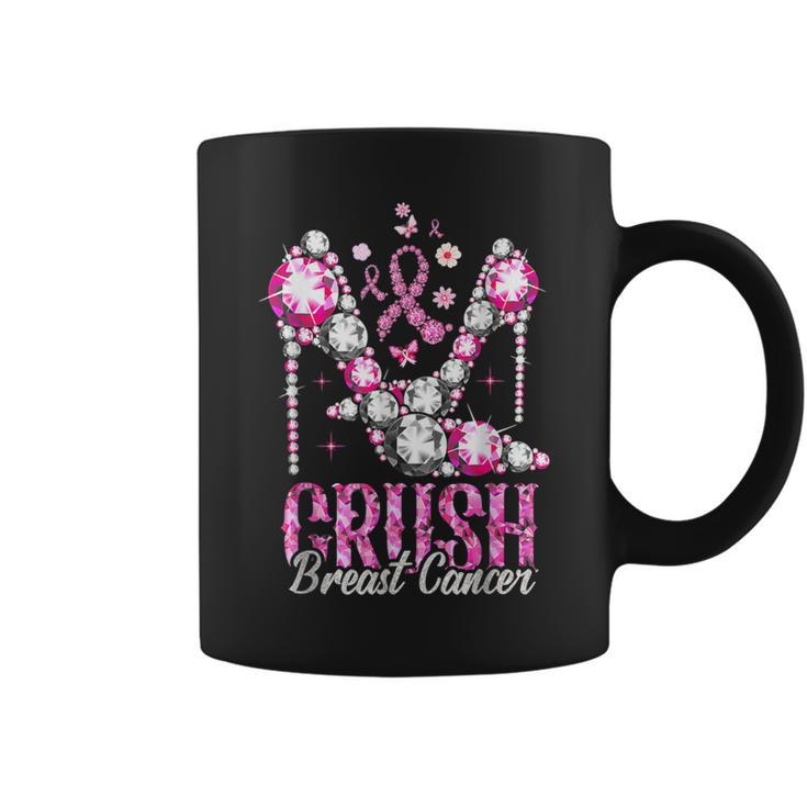 Crush Breast Cancer Pink Bling High Heels Ribbon Coffee Mug