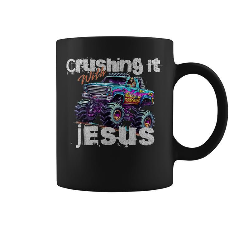Crushing It With Jesus Christian Monster Truck Jesus Coffee Mug