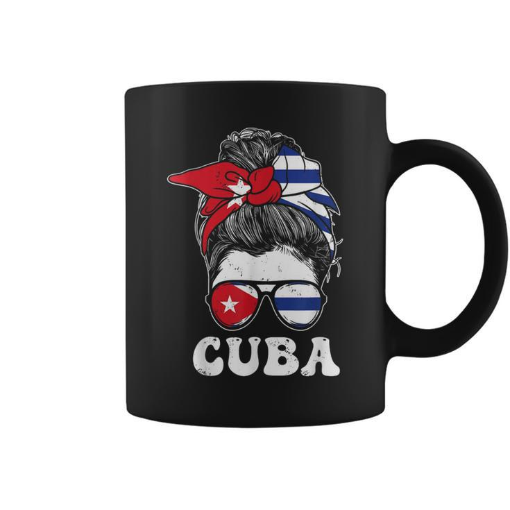 Cuban Girl Flag Messy Hair Bun Republic Of Cuba Heritage Coffee Mug
