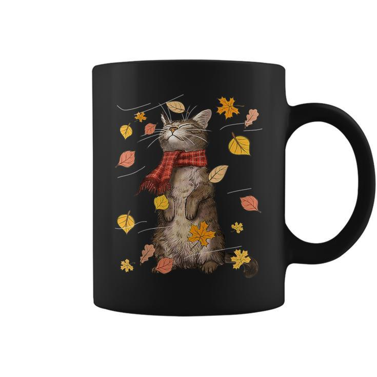 Cute Autumn Cat Fall Breeze Kitten Kitty Cat Lover Coffee Mug