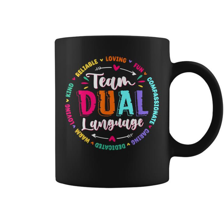 Cute Back To School Squad Team Dual Language Teachers Coffee Mug