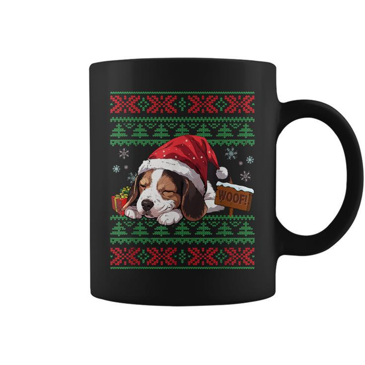 Cute Beagle Dog Lover Santa Hat Ugly Christmas Sweater Coffee Mug