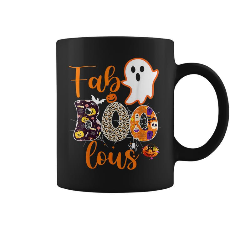 Cute Boo Ghost Halloween Fab Boo Lous Leopard Coffee Mug