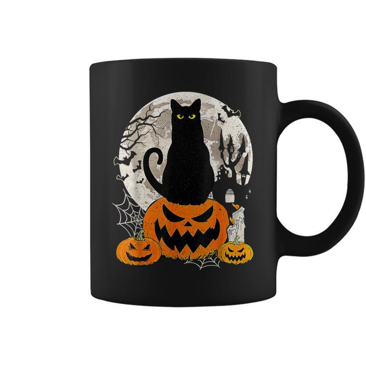 Cute Cat Black On Jack O' Lantern Retro Halloween Costume Coffee Mug