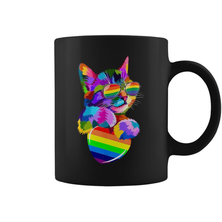 Cute Cat Pride Lgbt Transgender Flag Heart Gay Lesbian  Coffee Mug