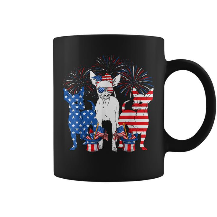 Cute Chihuahua Dogs American Flag Indepedence Day July 4Th  Coffee Mug