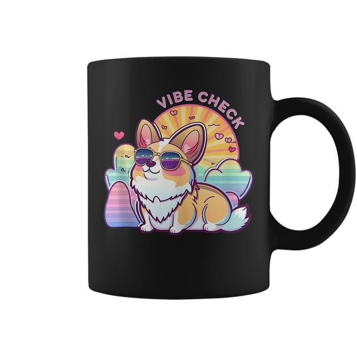 Cute Corgi Vibe Check National Pet Day For Kid Man Woman  Coffee Mug