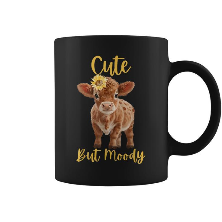 Cute Cow-Moody Cow Lovers Farm Cowgirl Baby Cow An Sunflower Coffee Mug