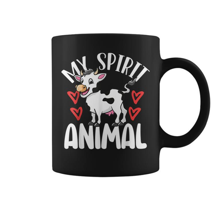 Cute Cows Are My Spirit Animal Colorful Cow Cattle Lover  Coffee Mug