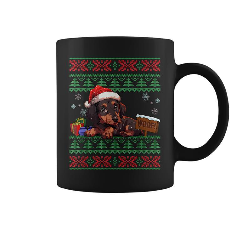 Cute Dachshund Dog Lover Santa Hat Ugly Christmas Sweater Coffee Mug
