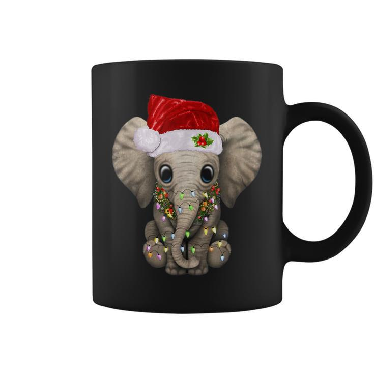 Cute Elephant Christmas Light Elephant Lover Xmas Coffee Mug