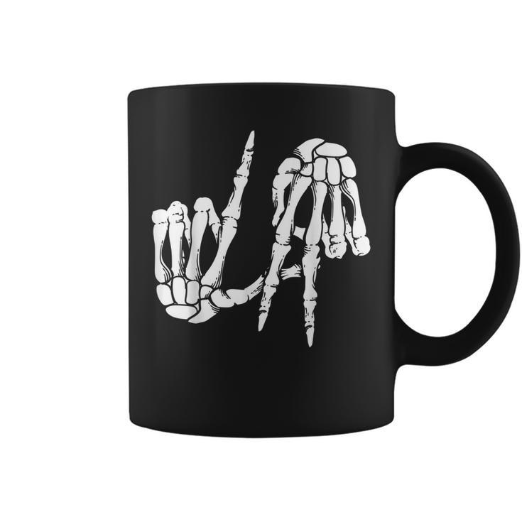 Cute Freaky Los Angeles Hand Sign Skeleton  La Gift Coffee Mug