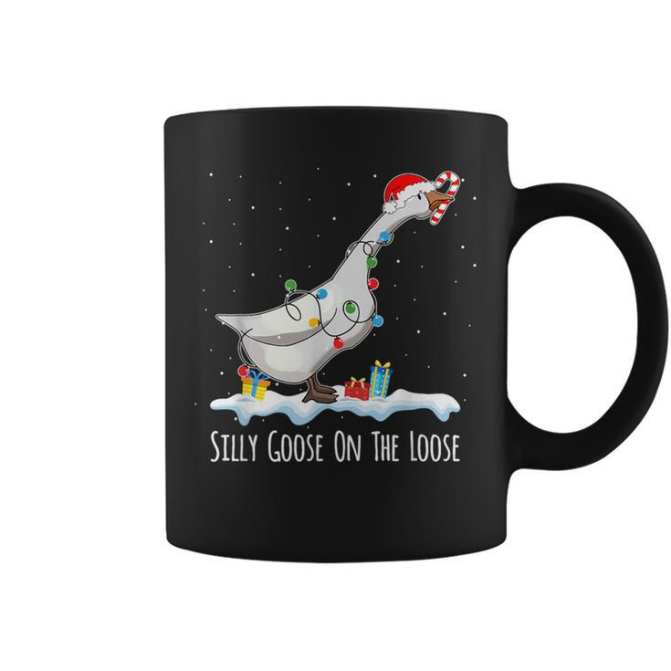 Cute Santa Duck Silly Goose On The Loose Christmas Coffee Mug