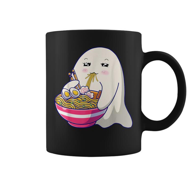 Cute Ghost Eat Ramen Kawaii Anime Halloween Noodles Japanese Coffee Mug