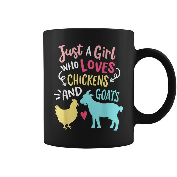 Cute Girl Who Loves Chickens Goats Lover Farmer Girls Funny  Coffee Mug