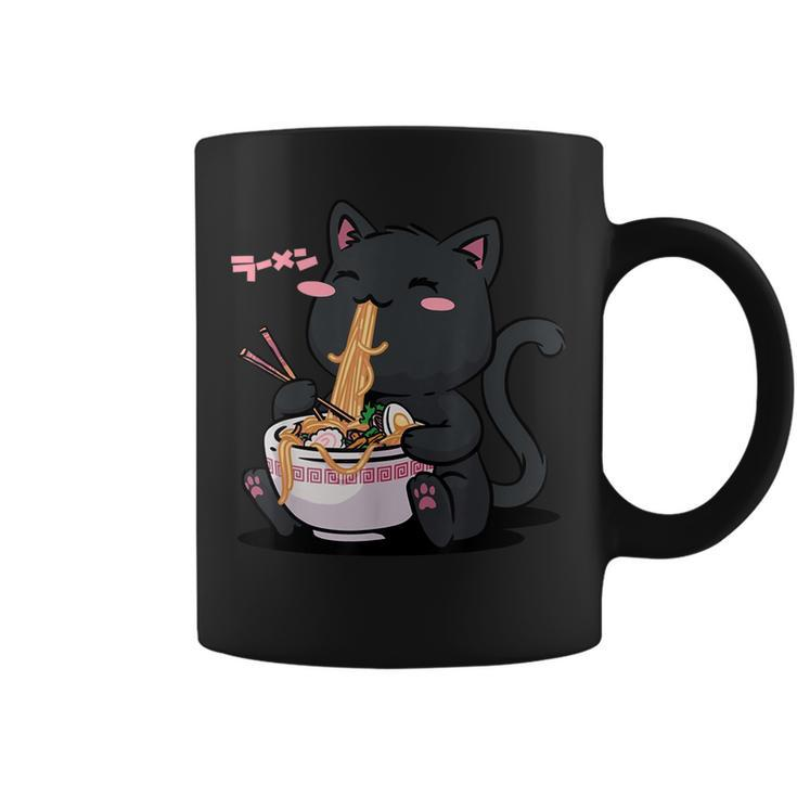 Cute Kawaii Cat Ramen Noodles Anime Black Cat Japanese  Coffee Mug