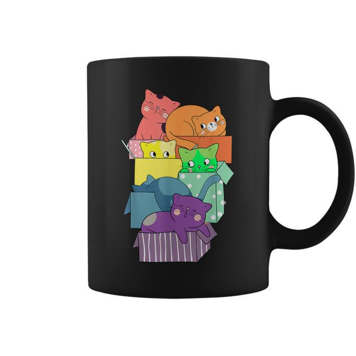 Cute Kawaii Cats Pile Lgbt Gay Pride Rainbow Flag Anime Cat  Coffee Mug