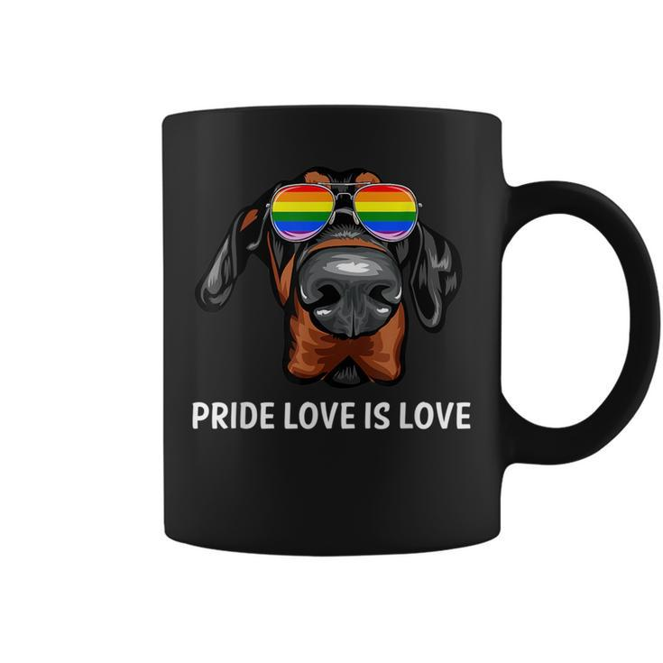 Cute Lgbt Pride Love Is Love Doberman Dog Puppy  Coffee Mug