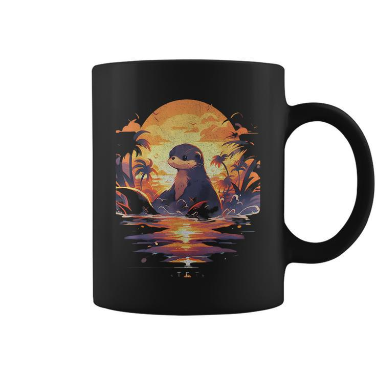 Cute Otter Discover The Spirit Animal River Otter Sunset Coffee Mug