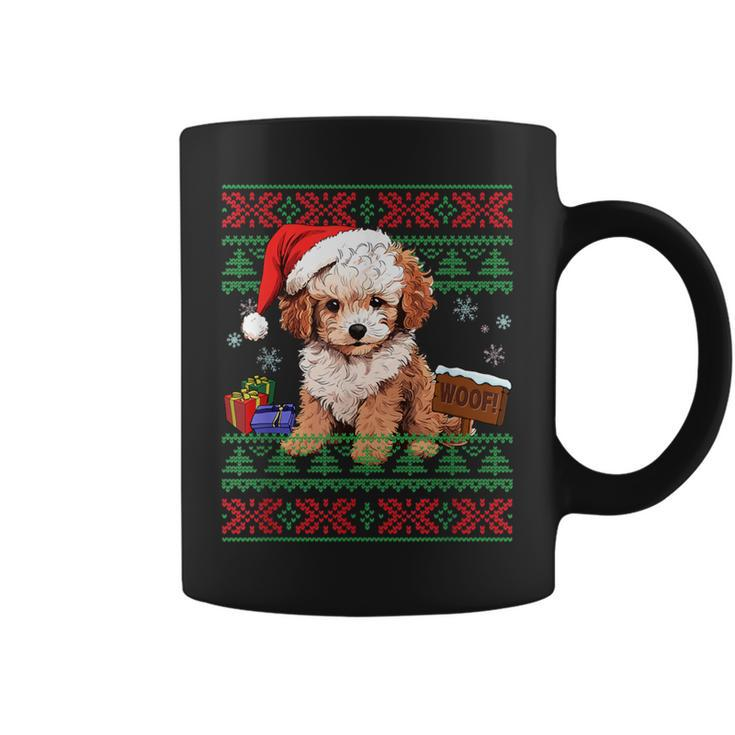 Cute Poodle Dog Lover Santa Hat Ugly Christmas Sweater Coffee Mug