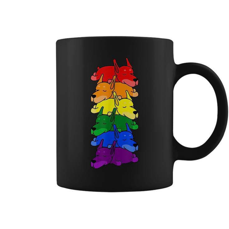 Cute Rainbow Doberman Gay Pride Lgbt Puppy Lover  Coffee Mug