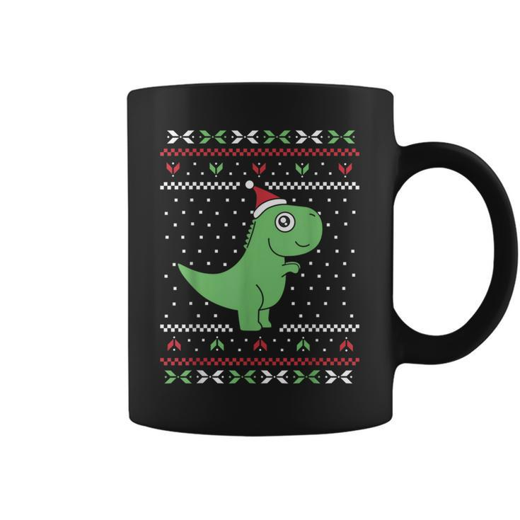 Cute T-Rex Dinosaur Ugly Christmas Sweater Style Coffee Mug