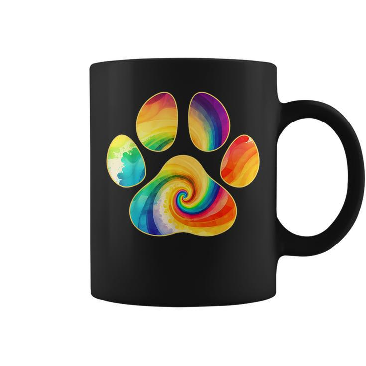Cute Tie Dye Dog Lover Paw Print Pet Owner Paw Print Tie Dye Coffee Mug