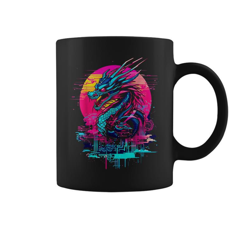 Cyberpunk Dragon Retro Futuristic Outrun Synthwave Coffee Mug