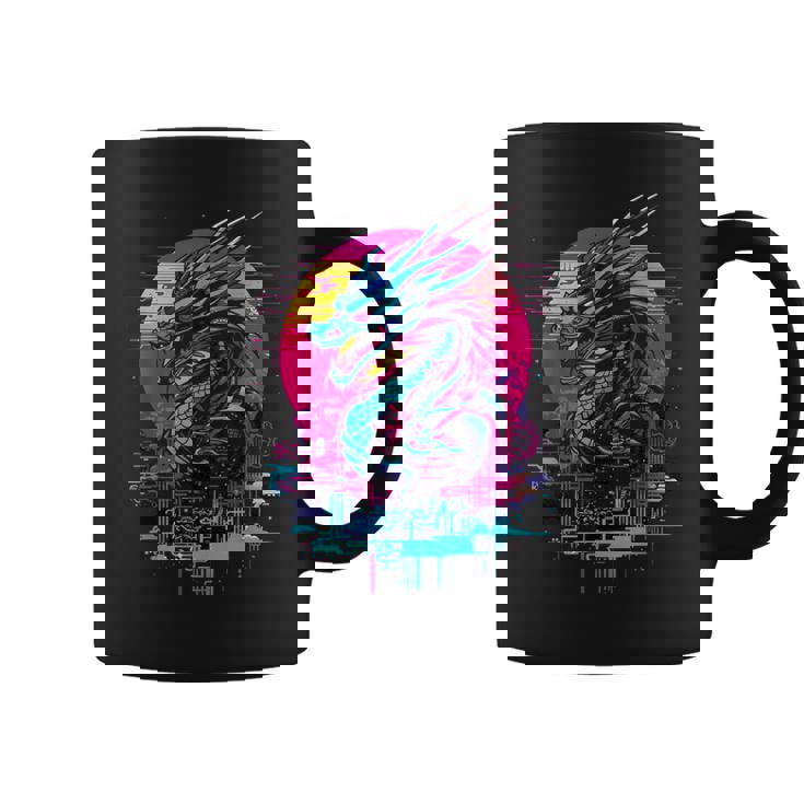 Cyberpunk Dragon Retro Futuristic Outrun Synthwave Long