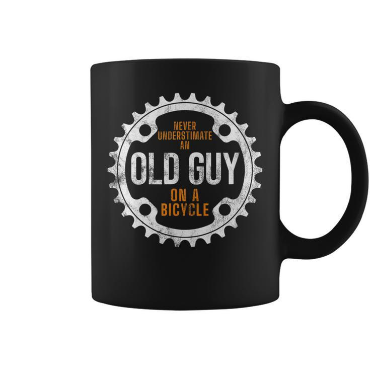 Cycling Never Underestimate An Old Guy On A Bicycle Gift For Mens Coffee Mug