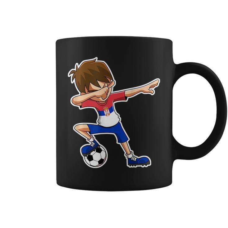 Dabbing Soccer Boy Serbia  Serbian Flag Jersey Coffee Mug