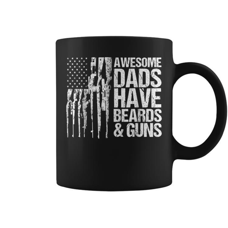 Dad Grandpa Veteran Us Flag Awesome Dads Have Beards & Guns  Coffee Mug