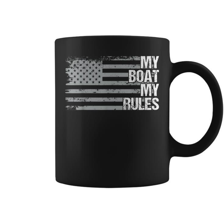 Dad Grandpa Veteran Us Flag My Boat My Rules Boating Captain  Coffee Mug