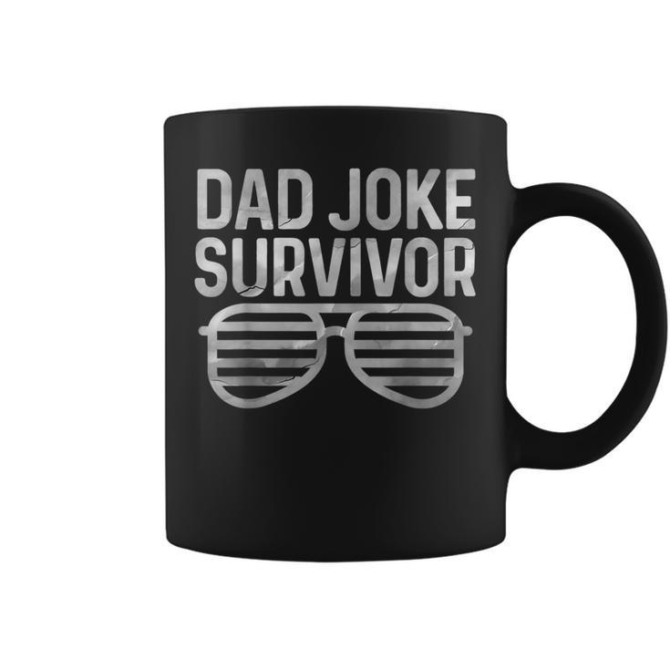 Dad Joke Survivor Funny Fathers Day Daddy Humor Sunglusses  Coffee Mug