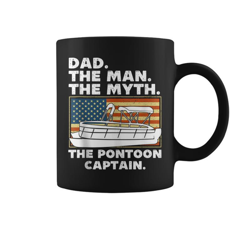 Dad Man Myth Pontoon Captain American Flag Boat Fathers Day  Coffee Mug