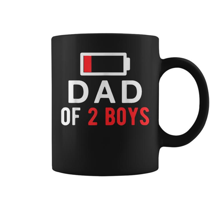 Dad Of 2 Boys Battery Low Gift From Son Fathers Day  Coffee Mug