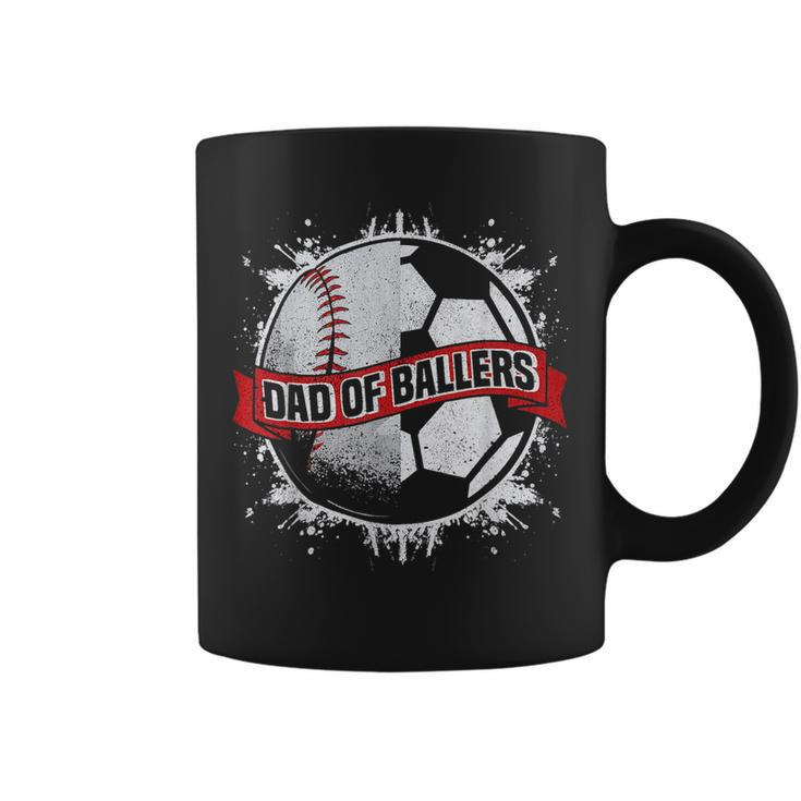 Dad Of Both Baseball Soccer Dad Of Ballers Fathers Day Men  Coffee Mug