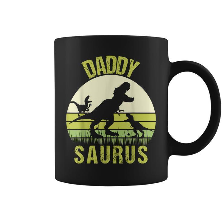 Daddy Dinosaur Daddysaurus 2 Two Kids Fathers Day  Coffee Mug