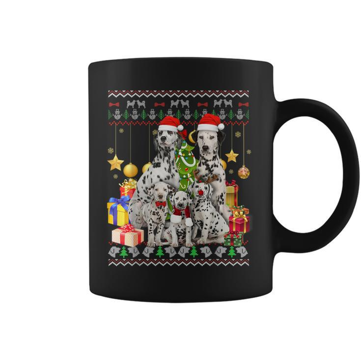 Dalmatian Ugly Christmas Sweater Santa Hat Coffee Mug