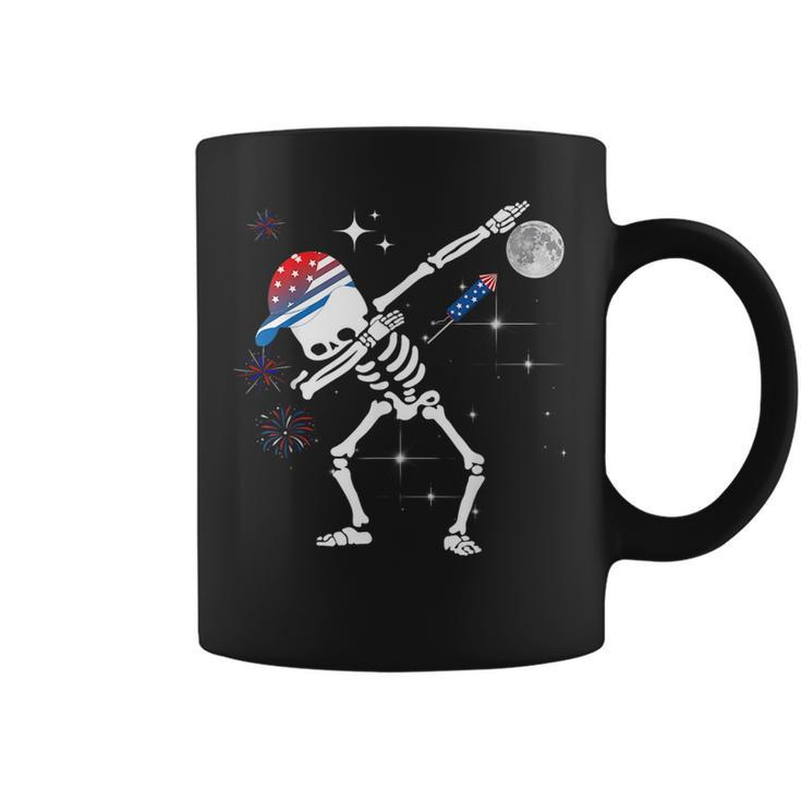Dancing Dabbing Skeleton 4Th Of July American Flag Skellies  Dancing Funny Gifts Coffee Mug