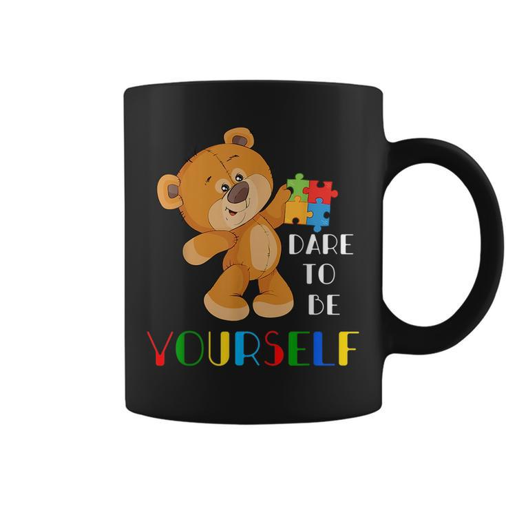 Dare To Be Yourself Autism Awareness Gifts Bear Lover  Coffee Mug