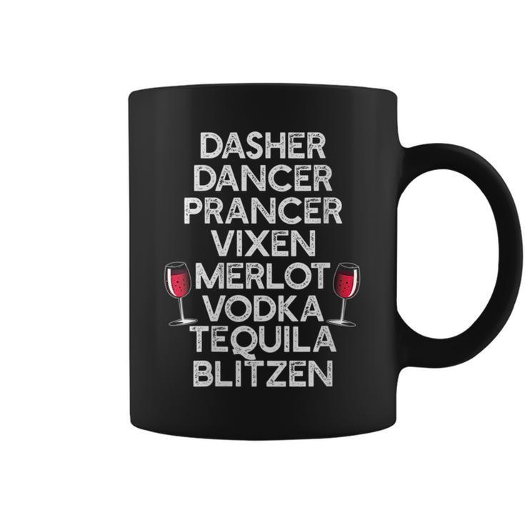 Dasher Vodka Blitzen Alcohol Reindeer Funny Christmas Meme  Coffee Mug