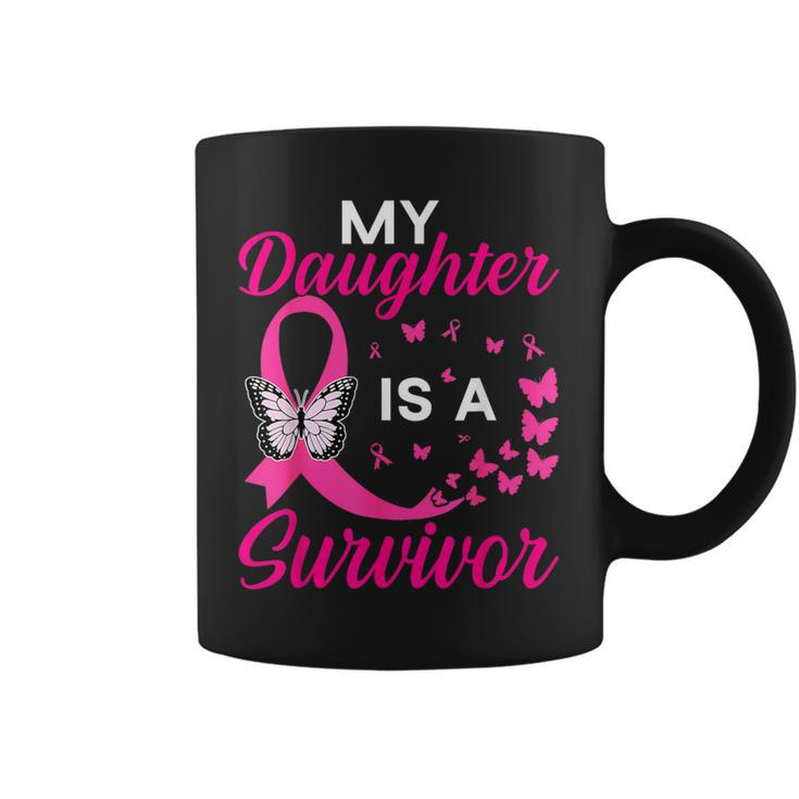 My Daughter Is A Survivor Breast Cancer Awareness Butterfly Coffee Mug