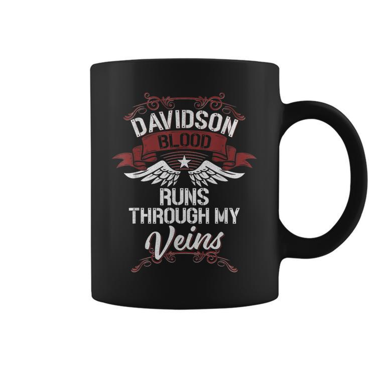 Davidson Blood Runs Through My Veins Last Name Family Coffee Mug